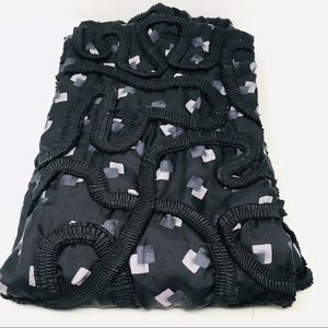 Marc Jacobs Black Gray Silk Ribbon Scarf Wrap